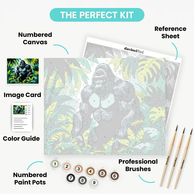 Majestic Gorilla in Jungle - Paint by Numbers Kit