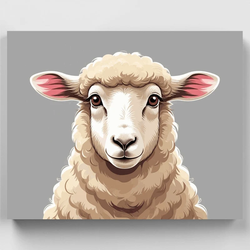 Adorable Sheep Portrait - Paint by Numbers Kit
