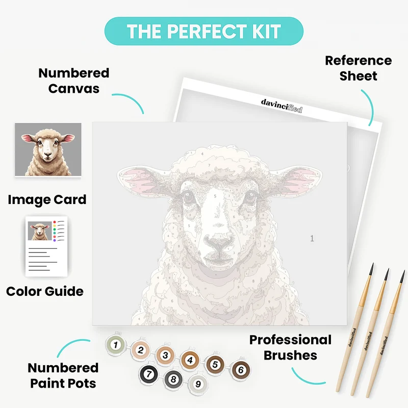 Adorable Sheep Portrait - Paint by Numbers Kit
