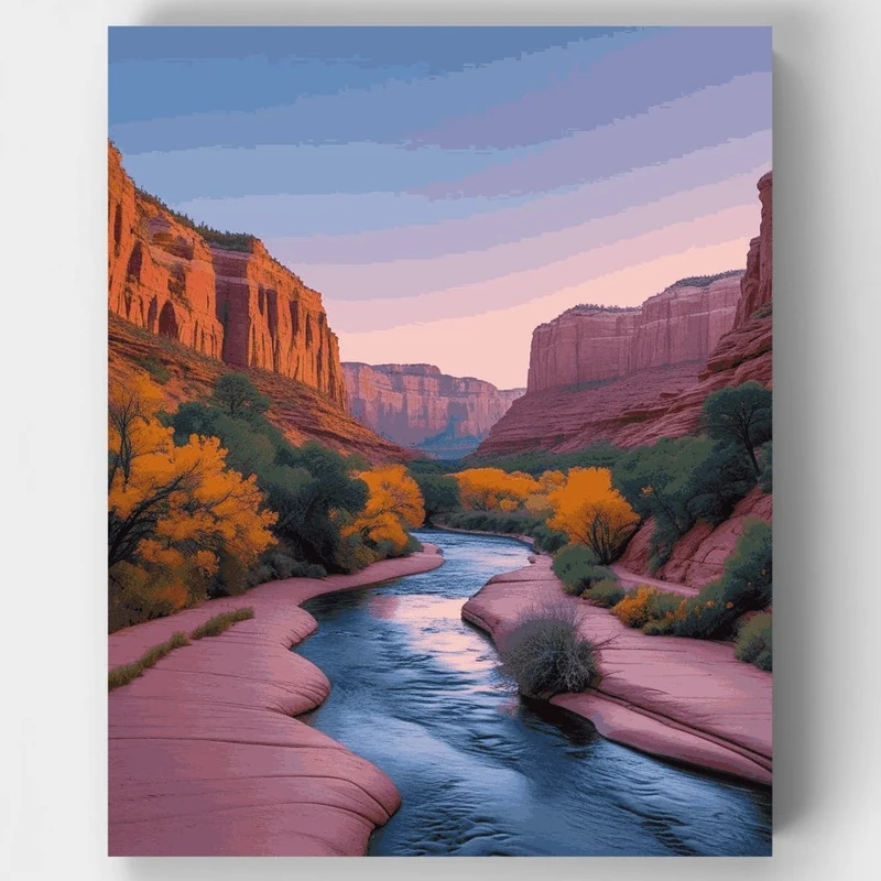 Desert Canyon River Sunset - Paint by Numbers Kit