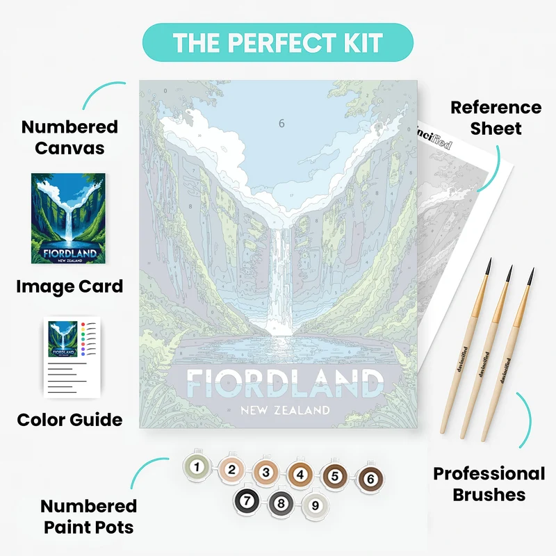 Fiordland Waterfall Paradise - Paint by Numbers Kit