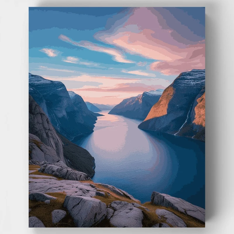 Dramatic Fjord Sunset Vista - Paint by Numbers Kit