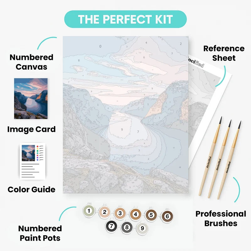 Dramatic Fjord Sunset Vista - Paint by Numbers Kit