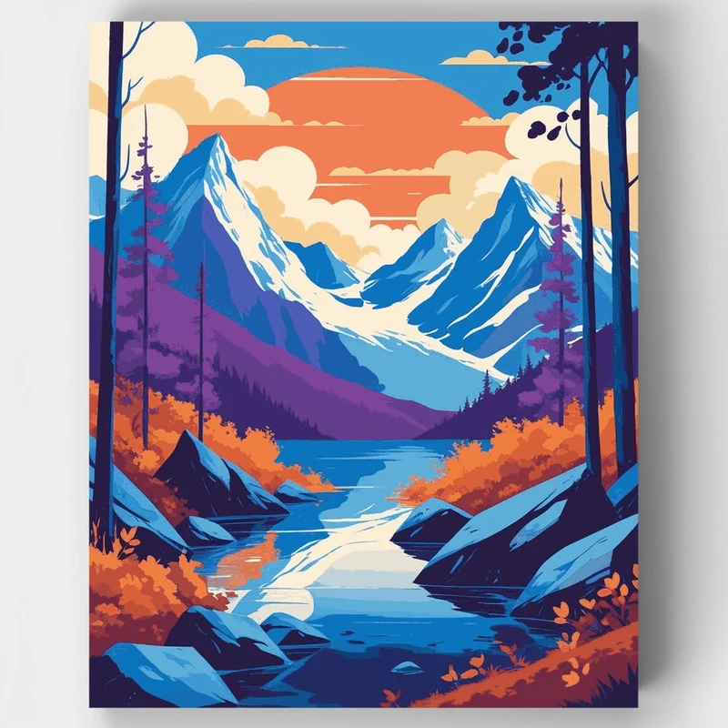 Mountain Valley Autumn Stream - Paint by Numbers Kit