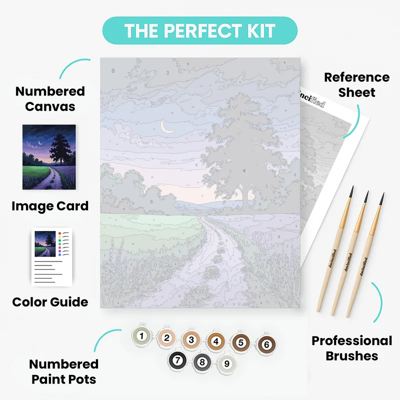 Moonlit Country Path - Paint by Numbers Kit