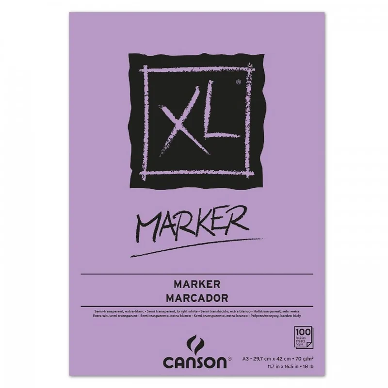 Μπλοκ για μαρκαδόρους Canson XL Marker 70 g/m² A3 – 100 φύλλα κολλητό