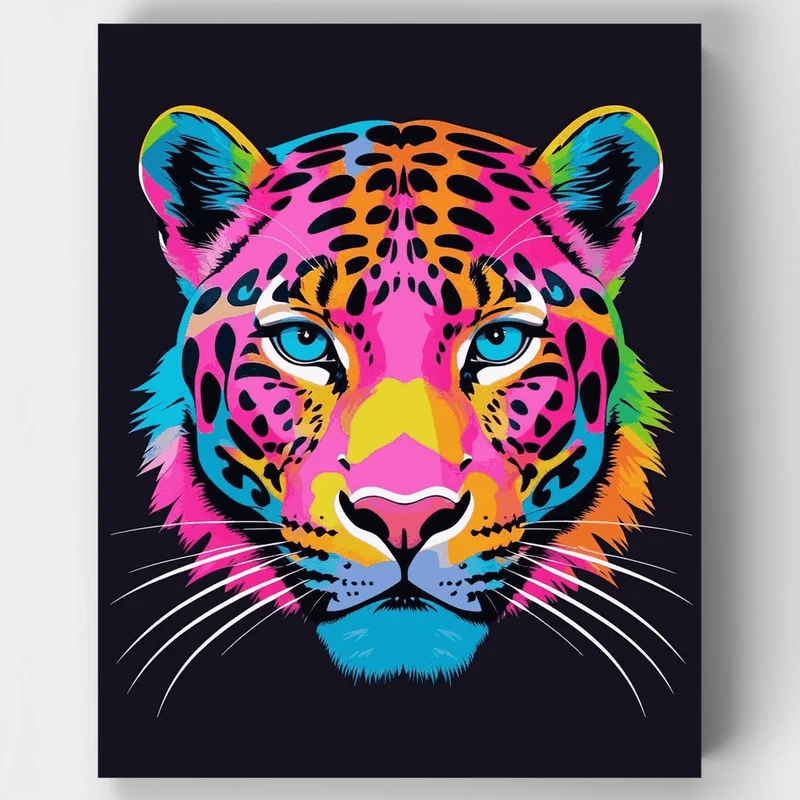 Vibrant Neon Leopard - Paint by Numbers Kit