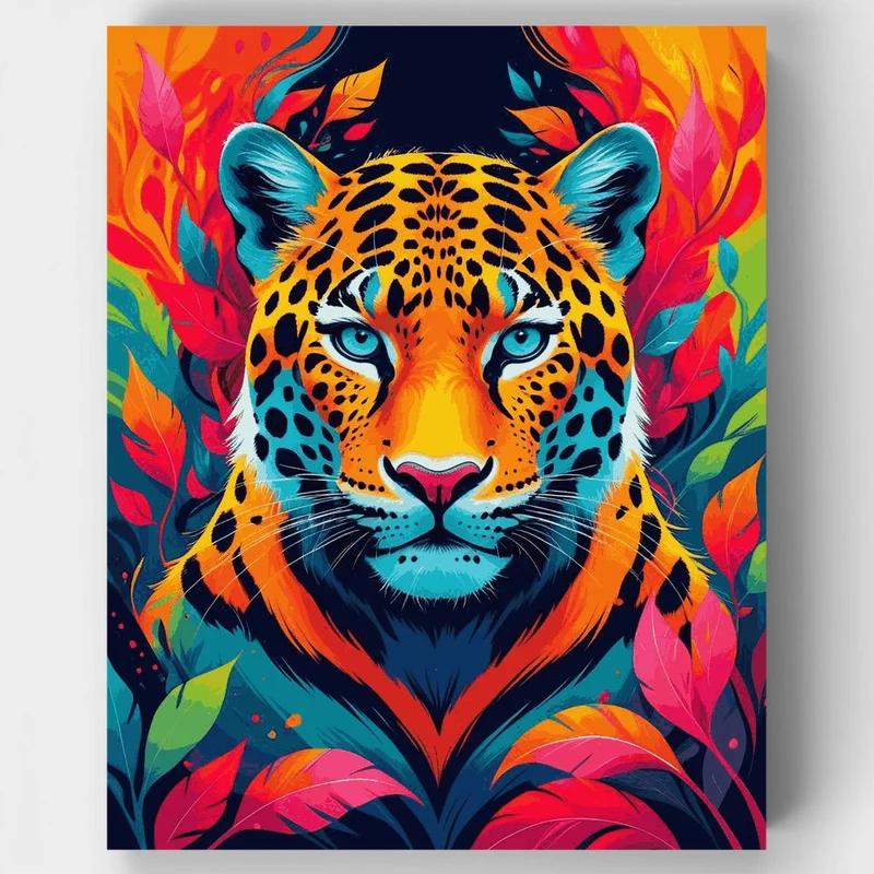 Vibrant Jaguar in Tropical Paradise - Paint by Numbers Kit