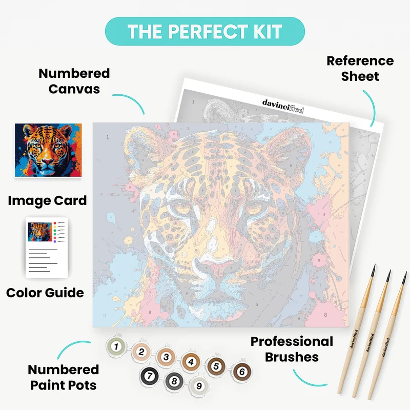 Vibrant Jaguar Splash - Paint by Numbers Kit
