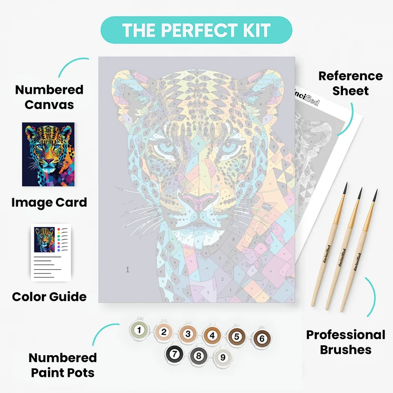 Colorful Geometric Jaguar - Paint by Numbers Kit