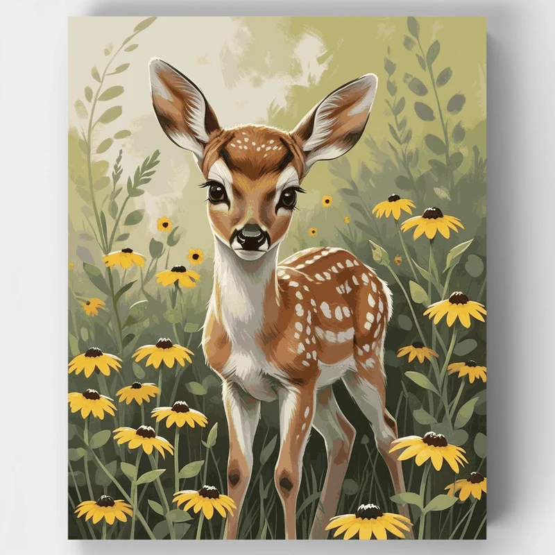 Baby Deer in Wildflower Meadow - Paint by Numbers Kit