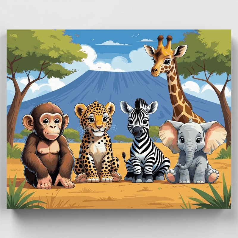 Safari Baby Animals Adventure - Paint by Numbers Kit