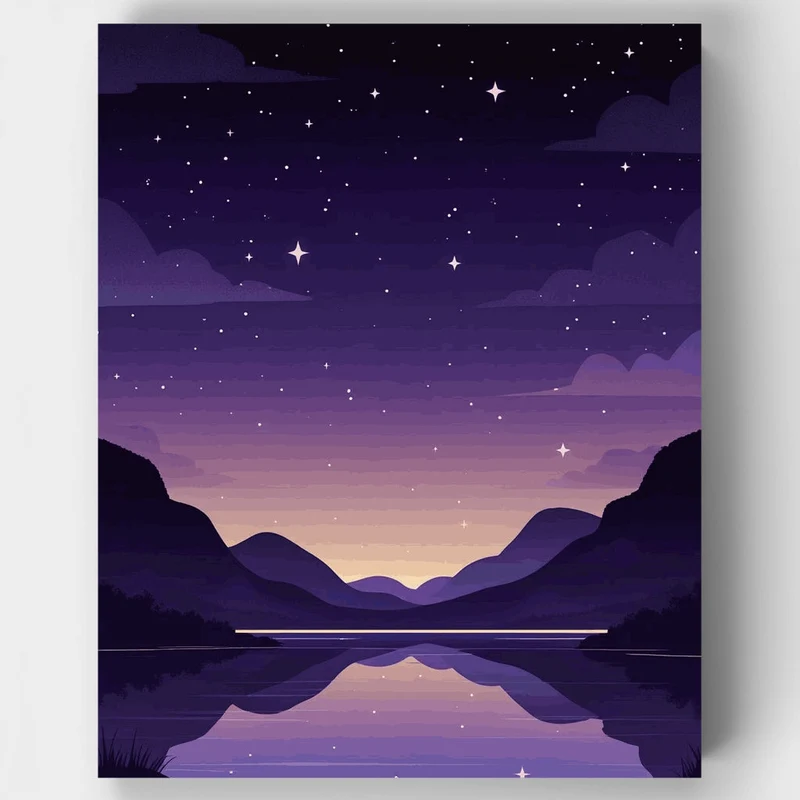 Starry Night Mountain Lake - Paint by Numbers Kit