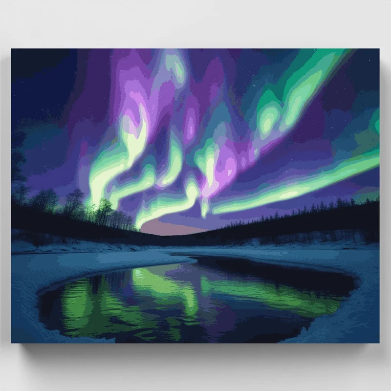 Aurora Borealis Winter Landscape - Paint by Numbers Kit