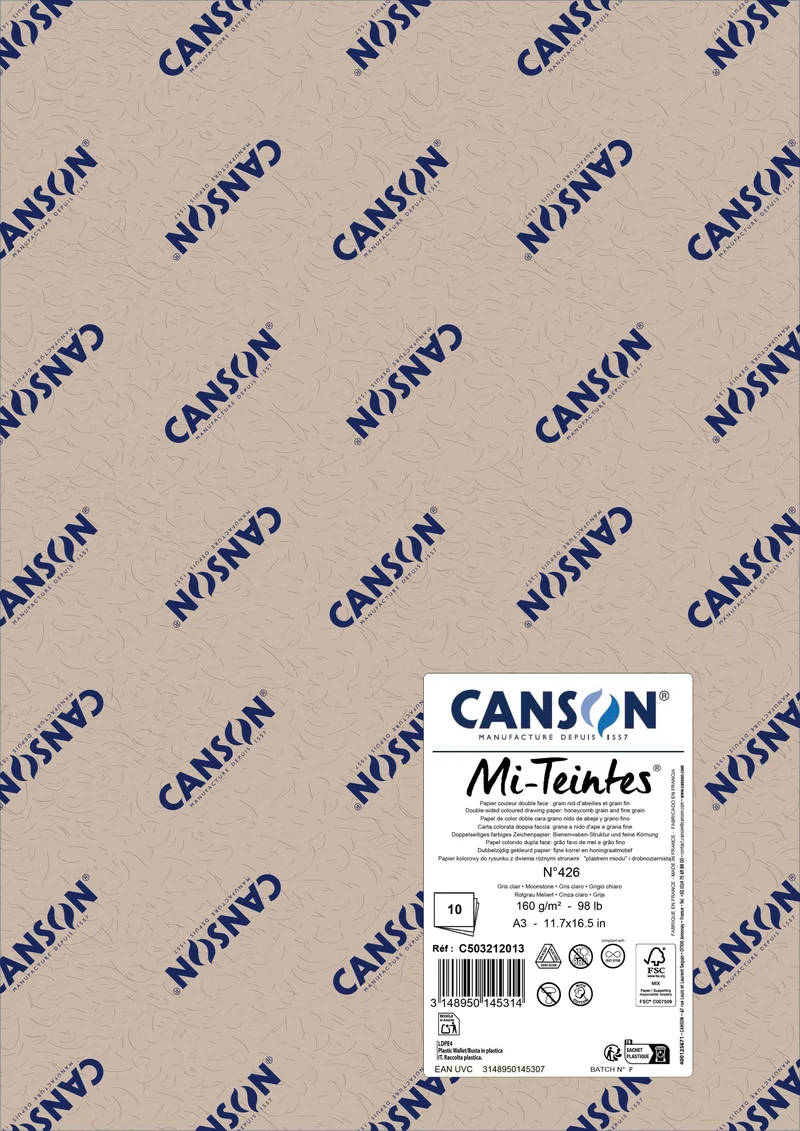 Хартия за пастел Canson Mi-Teintes A3 160 g - 10 листа