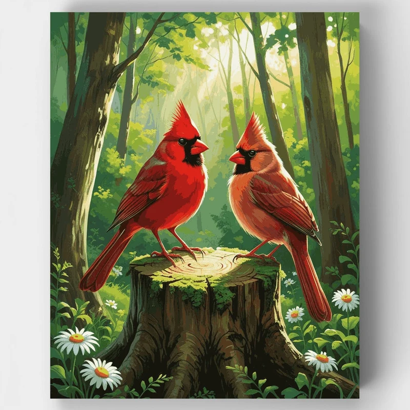 Cardinals in Forest - Paint by Numbers Kit