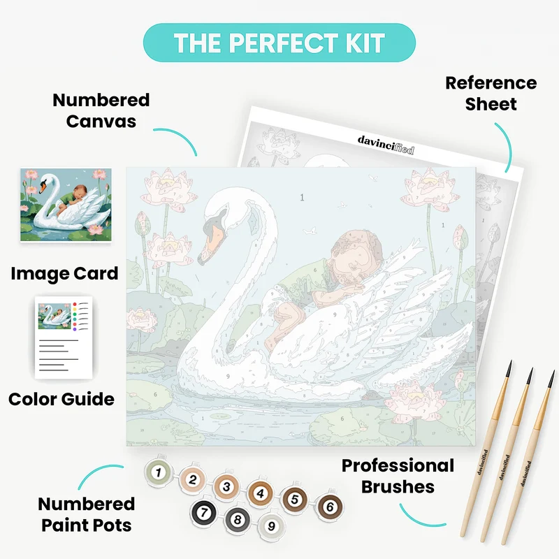 Sleeping Baby on Swan - Paint by Numbers Kit