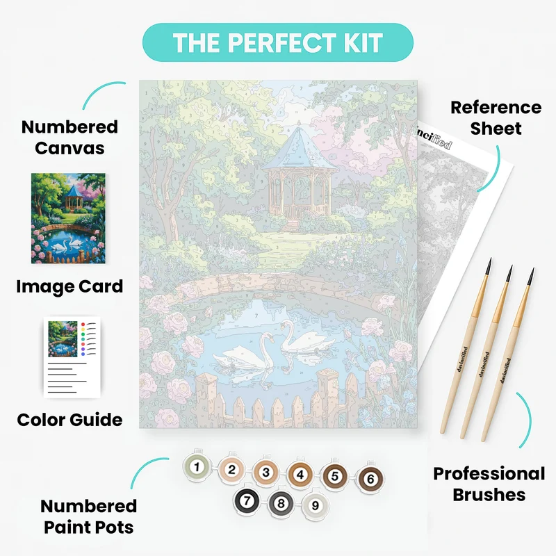 Tranquil Garden with Swans - Paint by Numbers Kit