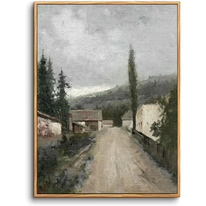 Vintage Leinwandbild mit Holzrahmen – Slowakisches Dorf 30x40 cm