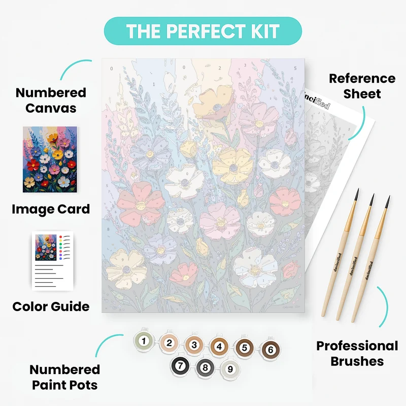 Colorful Wildflower Meadow Bouquet - Paint by Numbers Kit