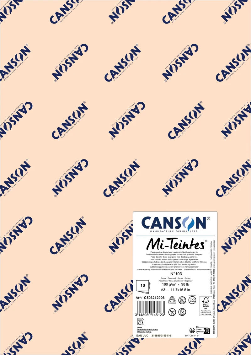 Pastellpapier Canson Mi-Teintes A3 160 g - 10 Bogen