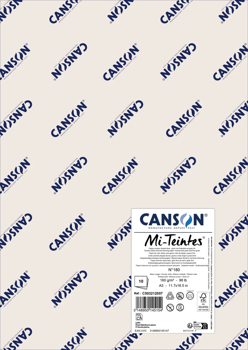 Pastellpapier Canson Mi-Teintes A3 160 g - 10 Bogen