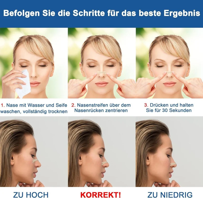 Nasenpflaster 50 Stück - Extra starke Nasenstrips für