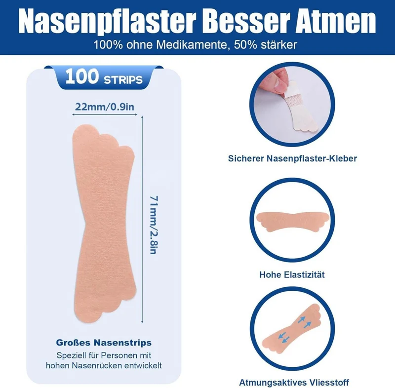 100pcs Nasenpflaster Schnarchen, Nose Strips Anti