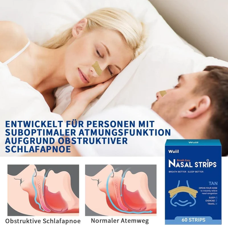 60 Nasenpflaster Anti-Schnarchen Nasal Strips für besseren