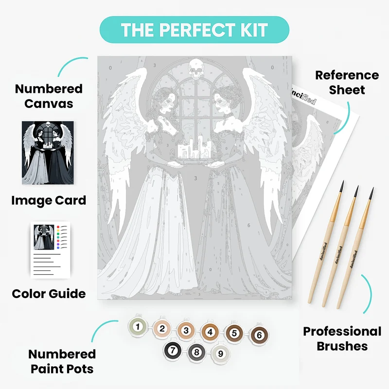 Gothic Twin Angels with Candles - Paint by Numbers Kit