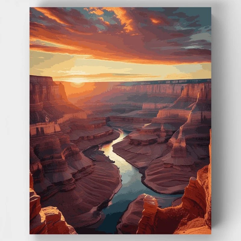 Grand Canyon River Sunset - Paint by Numbers Kit