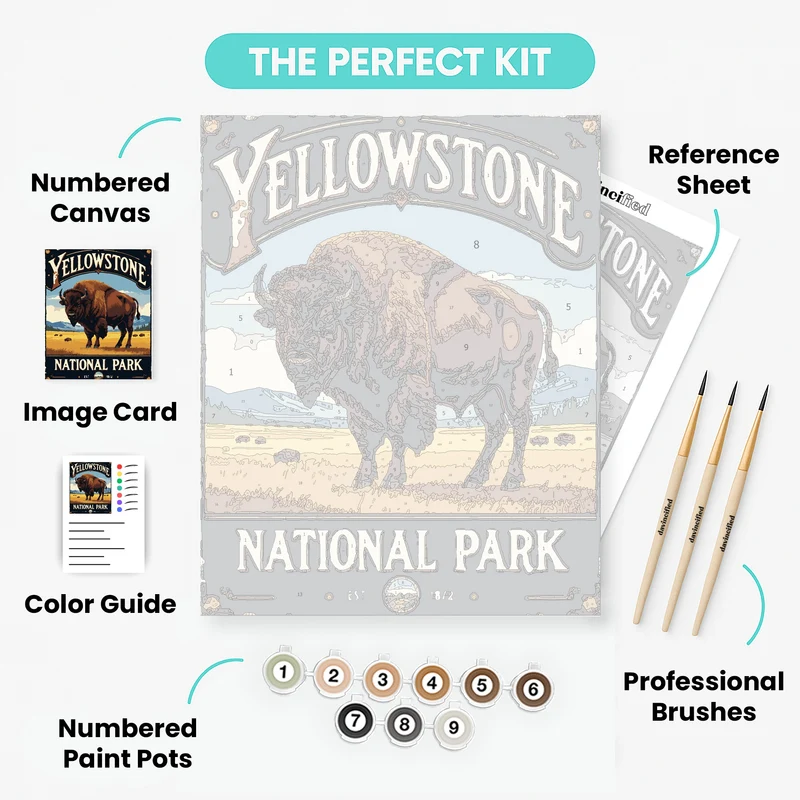 Yellowstone Bison National Park Poster - Paint by Numbers Kit