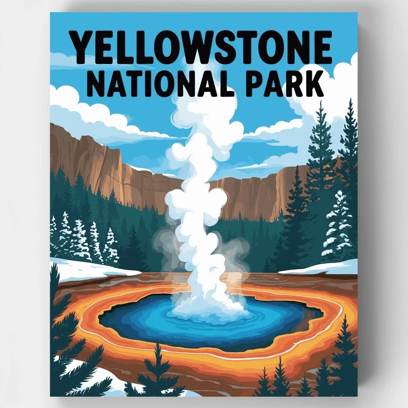 Yellowstone Geyser Winter Wonderland - Paint by Numbers Kit