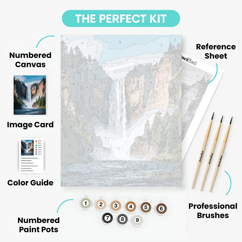 Majestic Canyon Waterfall - Paint by Numbers Kit