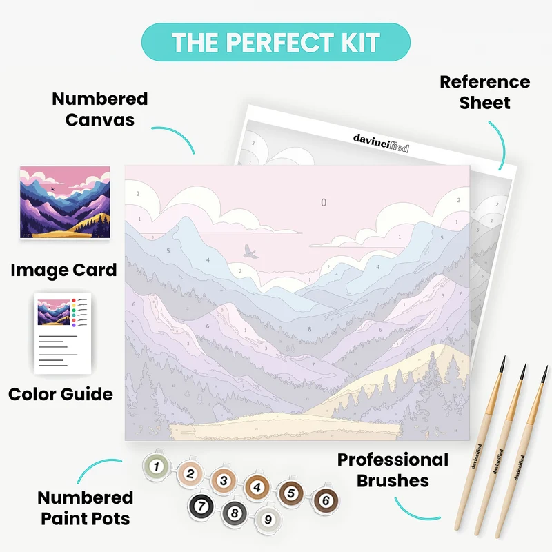 Dreamy Mountain Valley at Sunset - Paint by Numbers Kit