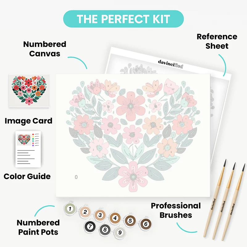Floral Heart Bouquet - Paint by Numbers Kit