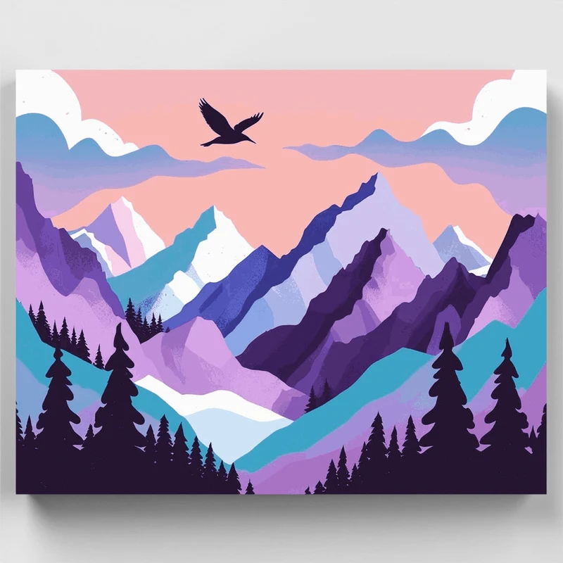 Mountain Landscape with Eagle - Paint by Numbers Kit