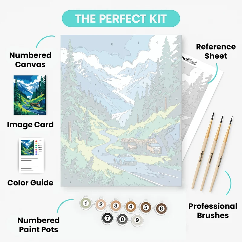 Alpine Mountain Road Journey - Paint by Numbers Kit