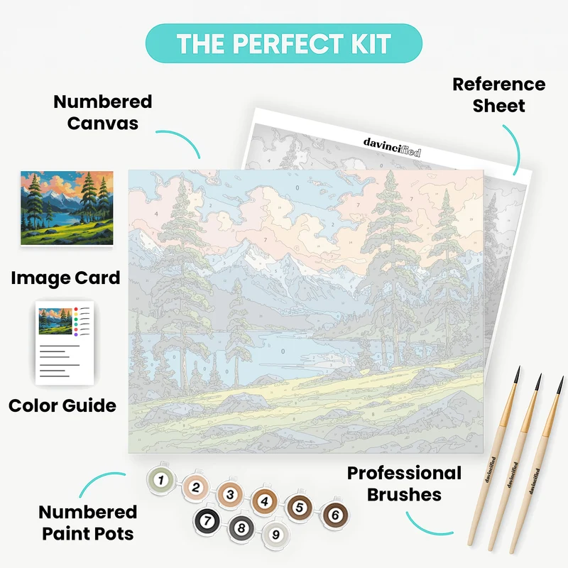 Mountain Lake Wilderness Sunset - Paint by Numbers Kit