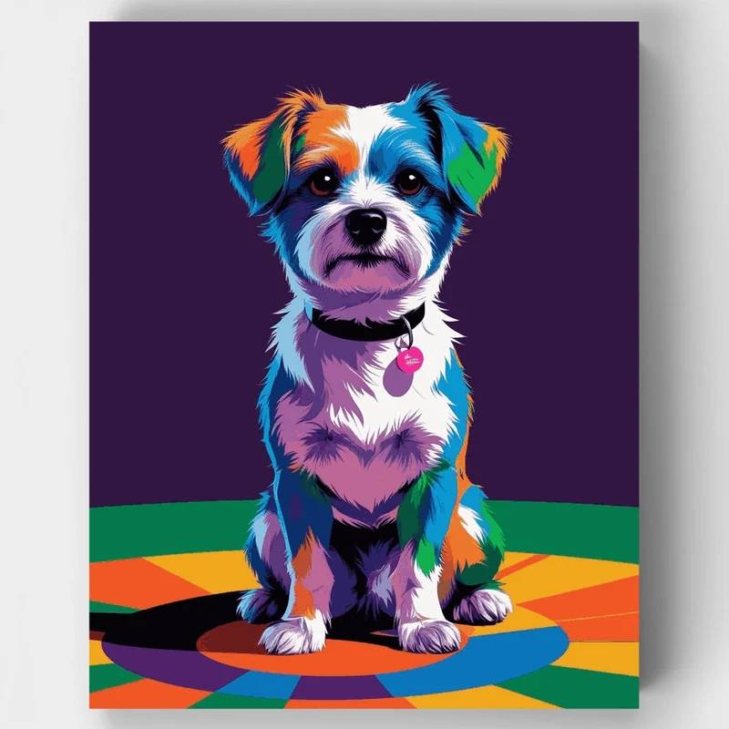 Colorful Pop Art Dog Portrait - Paint by Numbers Kit