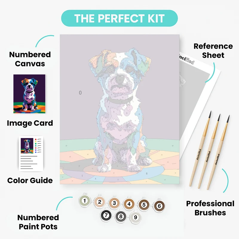 Colorful Pop Art Dog Portrait - Paint by Numbers Kit