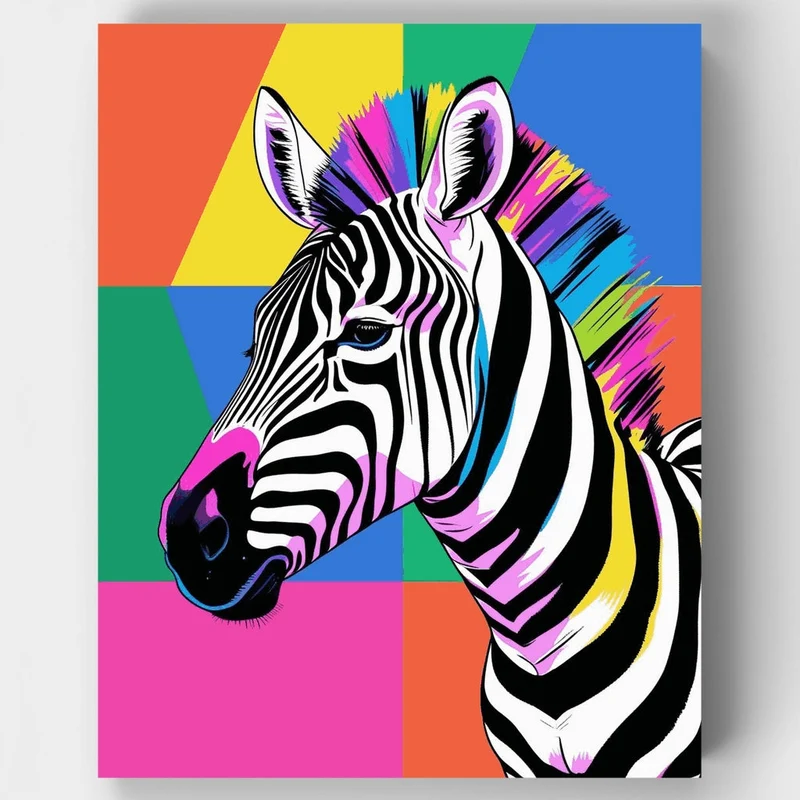 Colorful Pop Art Zebra - Paint by Numbers Kit