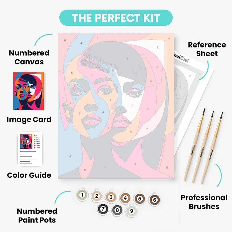 Colorful Pop Art Faces - Paint by Numbers Kit