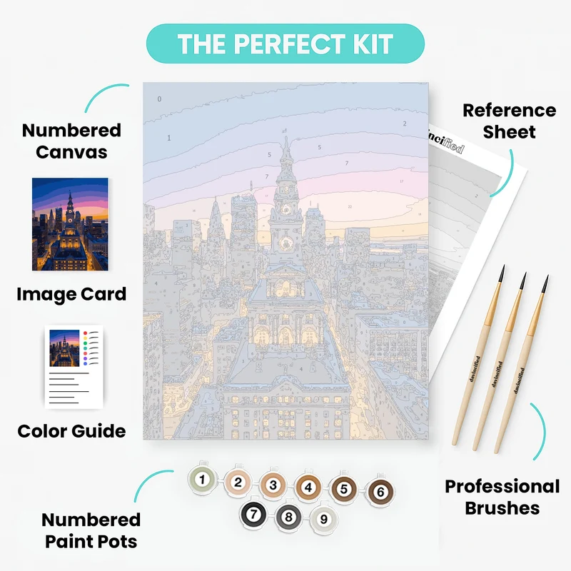 New York City Hall Winter Twilight - Paint by Numbers Kit