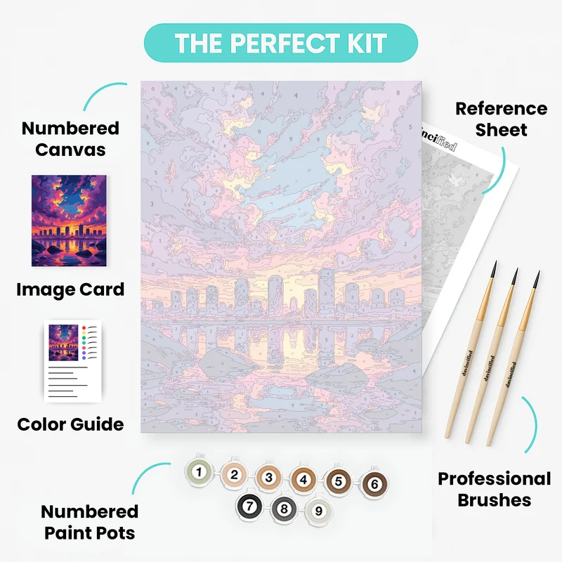 Vibrant City Skyline at Sunset - Paint by Numbers Kit