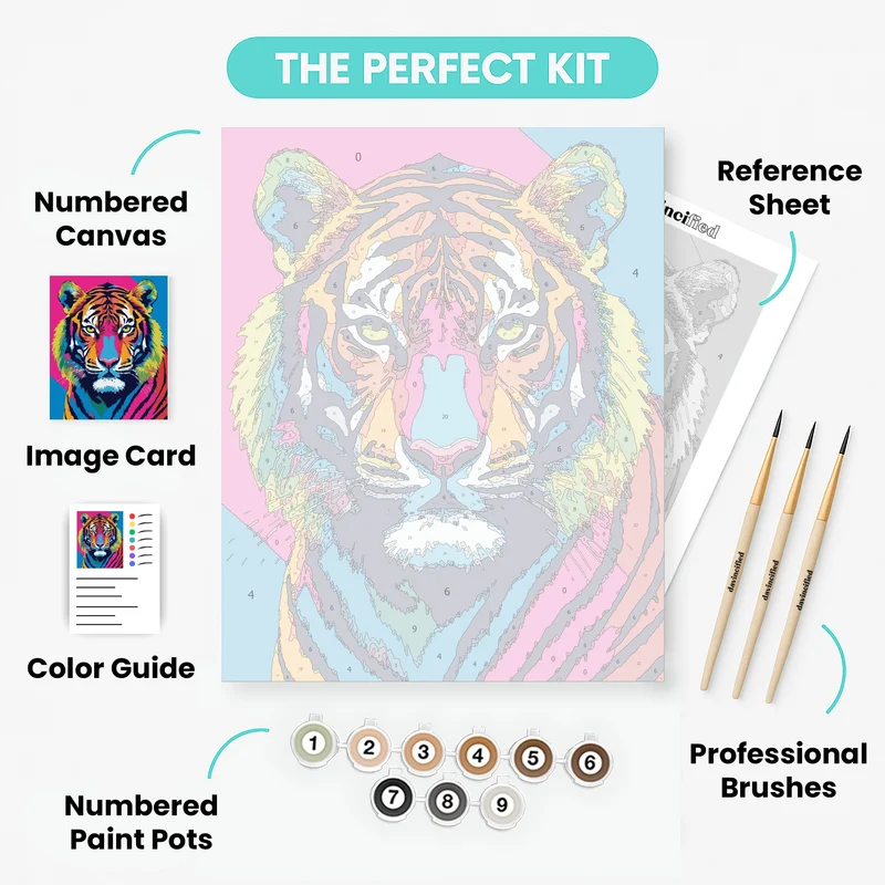 Vibrant Pop Art Tiger - Paint by Numbers Kit