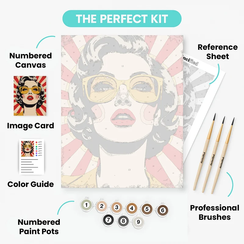 Retro Pop Art Woman with Sunglasses - Paint by Numbers Kit