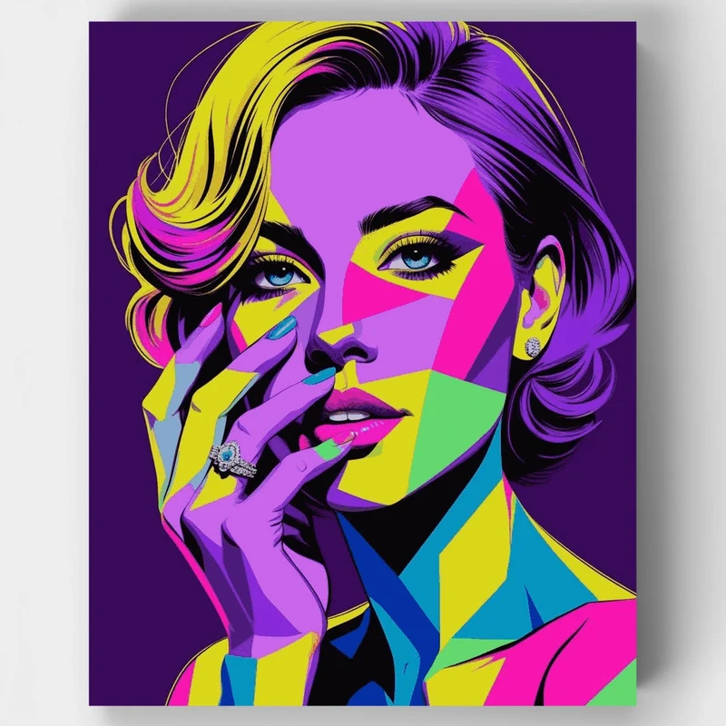Colorful Pop Art Woman Portrait - Paint by Numbers Kit