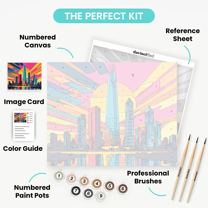 Vibrant City Skyline Pop Art - Paint by Numbers Kit