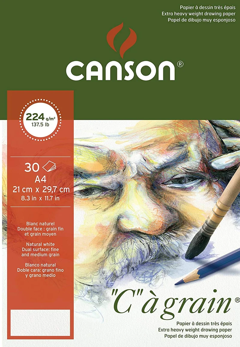 Скицник Canson C a grain 224 g/m² 30л A4 финозърнест лепен